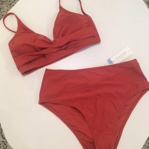 Cupshe Marsala Twist High-Waist Bikini